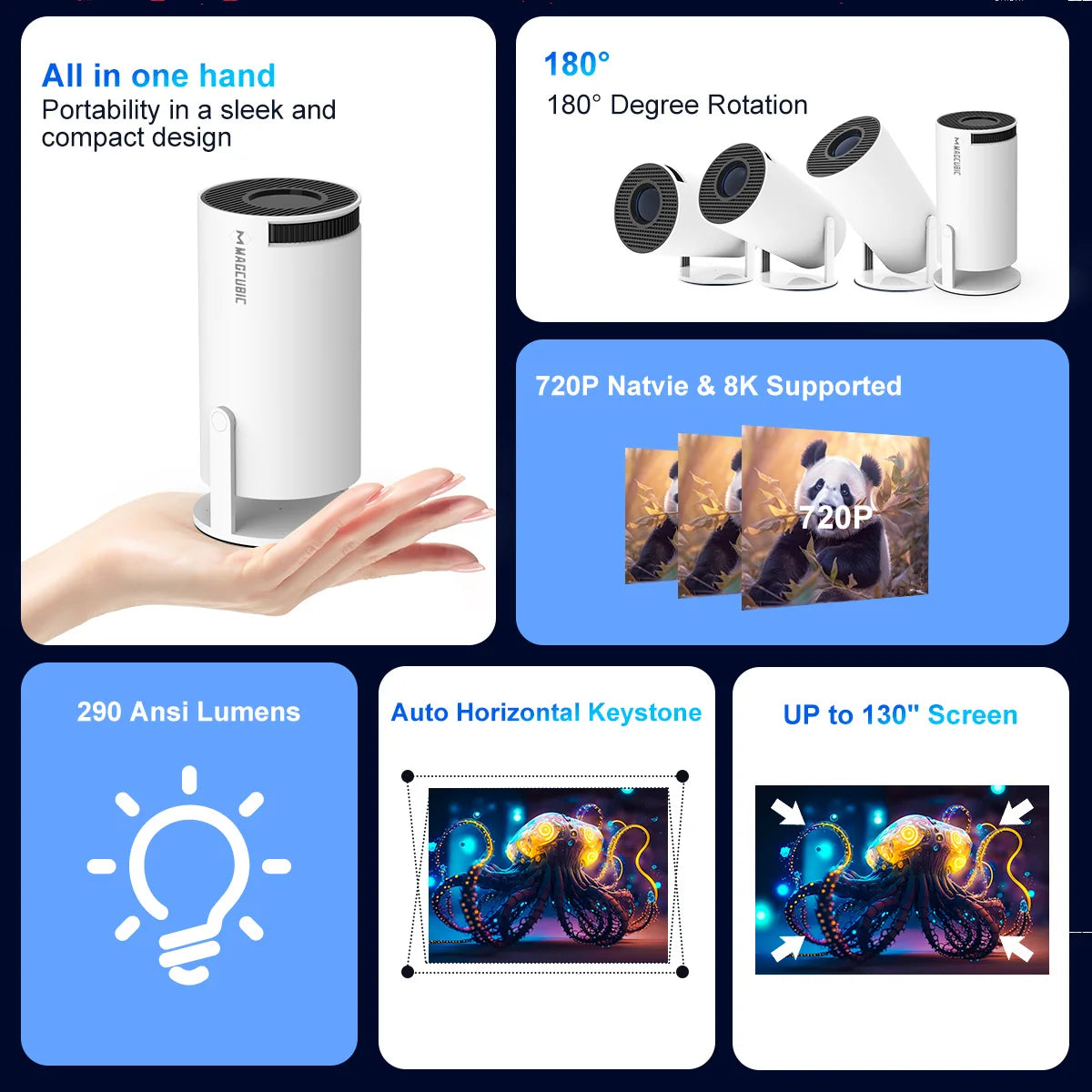 Smart Mini Projector – 4K Portable Home Theater